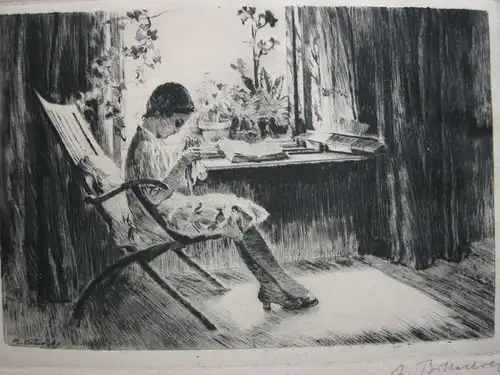 Albert Bitterlich (1871-1960) Damenportrait Orig Radierung 1921 signiert