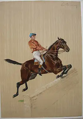 Ernest Alexandre Bodoy (XIX) Hindernisrennen Jockey Orig. Lithografie 1880