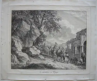 Gottfried Engelmann Charlatans en Voyage Gaukler Orig Lithographie 1820