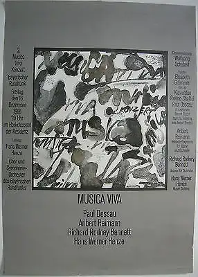 Musica viva Konzerte Dessau Henze Orig Plakat 1966 Walter Tafelmeier Neue Musik