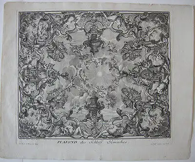 Decker Corvinus Plafond Schlafgemach Orig Kupferstich 1711 Ornamentstich