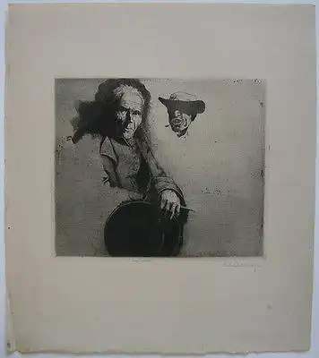 Rudolf Pauschinger (1882-1957) Portraitstudie Orig Aquatinta 1930 signiert