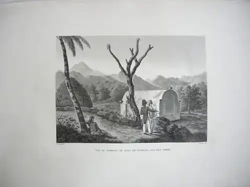 Timor Coupang Grabmal des Raja Lithographie 1830 Südsee