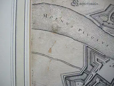 Frankfurt Main Vogelschau-Ansicht Orig Kupferstich M. Merian 1650 Hessen Rahmen