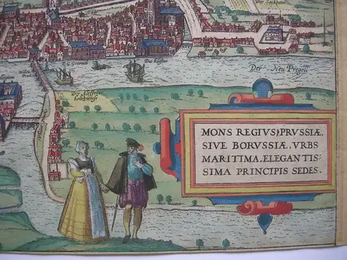 Königsberg Kaliningrad Russland altkolor Orig Kupferstich Braun Hogenberg 1580