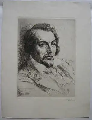 Karl Bauer (1868-1942) Portrait Heinrich Heine Orig. Radierung 1910 signiert