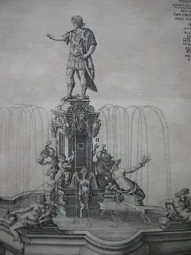 Lucas, Wolfgang Kilian Hercules Augustus Brunnen Augsburg 2 Kupferstiche gerahmt