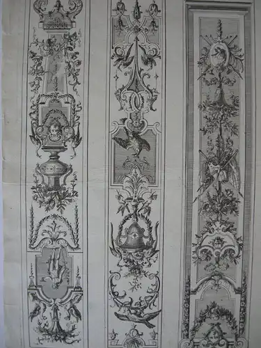 Ornamentstich 3 Paneele Orig Kupferstich I. Wolff nach J. Berain 1700 Barock