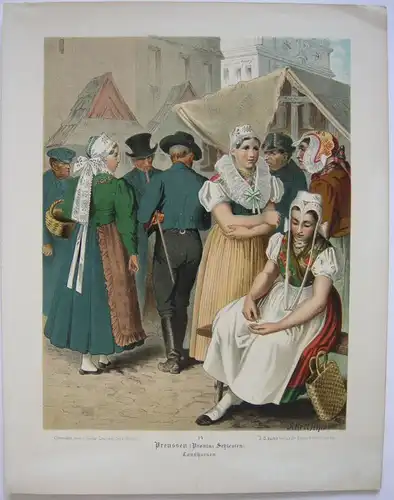 Kostüme Schlesien Slask Tannhausen Chromolithografie Albert Kretschmer 1870