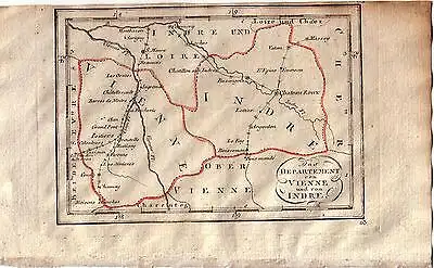 Frankreich Vienne Indre Orig. Kupferstichkarte 1800 France