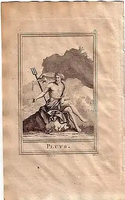Pluto Gott Unterwelt Totenwelt röm Mythologie Portrait Orig Kupferstich 1800