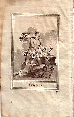 Vulcanus Gott des Feuers römische Mythologie Portrait Orig Kupferstich 1800