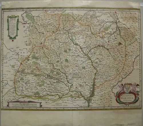 Mähren Tschechien Slowakei Böhmen kol Kupferstichkarte Hondius Janssonius 1650