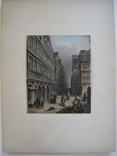 Frankfurt Main Die Judengasse altkolor Stahlstich Buhl Dielmann 1840 Jügel