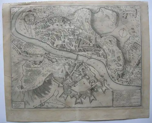 Salzburg Vogeschlau-Ansicht Orig Kupferstich Matthaeus Merian 1644