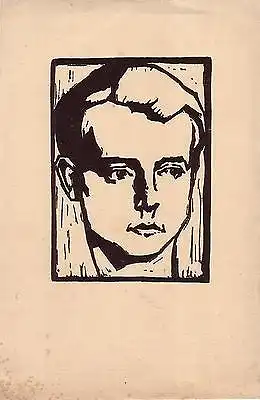 Hugo Sieker (1903-1970) Knabenkopf Orig Holzschnitt 1920