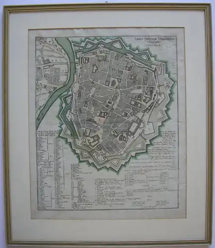 Wien Grundrißplan Leopoldstadt Zentrum kolor Orig Kupferstich Weigel 1718