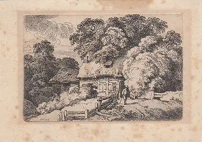 Ferdinand Kobell (1740-1799) Bauernkate Orig Radierung 1778