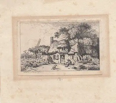 Ferdinand Kobell (1740-1799) Kleines Gehöft Orig Radierung 1770