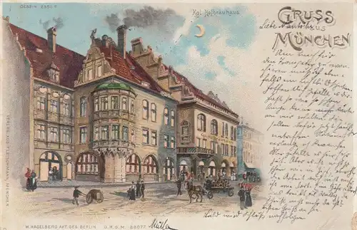 AK München Kgl. Hofbräuhaus Halt gegen das Licht Litho gel 1899