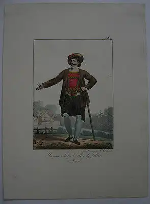 H Lecomte (1781-1857) Bauer Zillertal Tracht Orig Lithografie 1817 Österreich