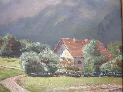 Josef Koch (1886-1966) Oberbayr Dorf vor Kampenwand Chiemgau signiert Öl Leinw