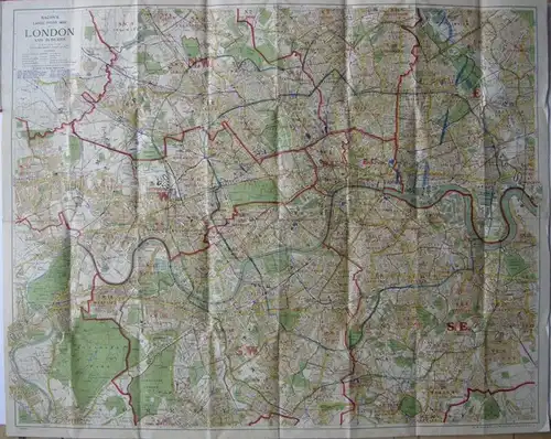 London Stadtplan Bacon's large print Map 1935 Lithografie England