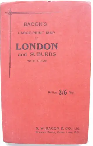 London Stadtplan Bacon's large print Map 1935 Lithografie England