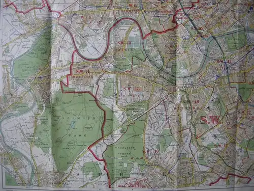 London Stadtplan Bacon's large print Map 1935 Lithografie England