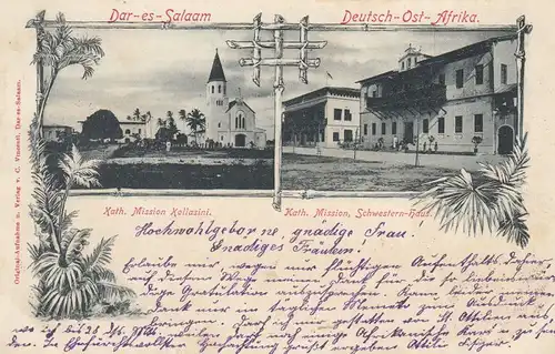 AK Dar-es-Salaam Mission Kollasini  Deutsch-Ost-Afrika Kolonien gel 1898 Afrika
