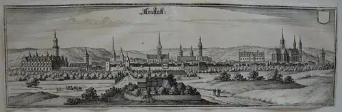 Arnstadt Thüringen Bachstadt Gesamtansicht Orig Kupferstich Matthäus Merian 1650