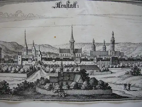 Arnstadt Thüringen Bachstadt Gesamtansicht Orig Kupferstich Matthäus Merian 1650