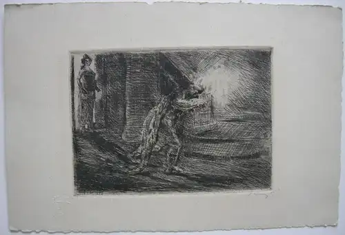 Max Slevogt (1868-1932) Macbeth mit dem Dolche Orig Radierung signiert 1927
