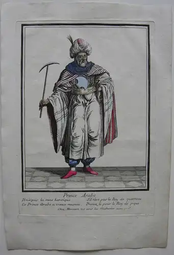 Arabischer Prinz Kostüm  altkolor. Orig. Kupferstich bei Bonnart 1700