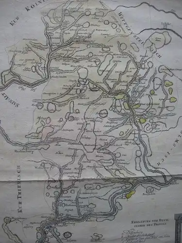 Petrographische Karte Oranien-Nassau Hessen Orig Kupferstich 1788 Westerwald