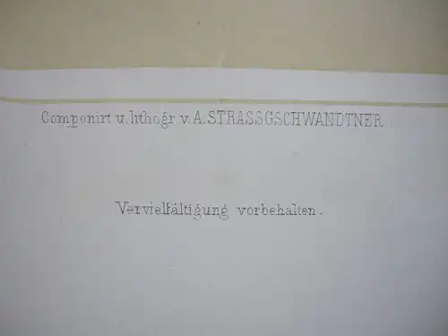 Jäger u Bär Jagd-Abenteuer kolor Orig Lithografie Tony Strassgschwandtner 1860