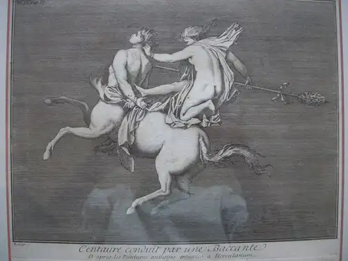 Jean Barbault (1718-1762) Centauresse Jüngling Herculanum Orig Kupferstich 1761