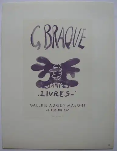 Georges Braque Estampes Livres Maeght Orig Lithografie 1959 Maitres de l'Ecole