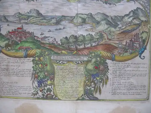 Pozzuoli Ischia Bacoli Neapel kolor Orig Kupferstich Braun Hogenberg 1580