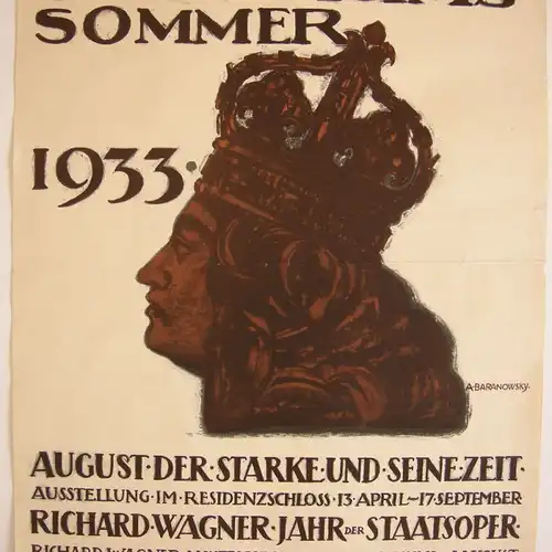 Plakat August der Starke Richard Wagner Dresden Jubiläumssommer Offset 1933