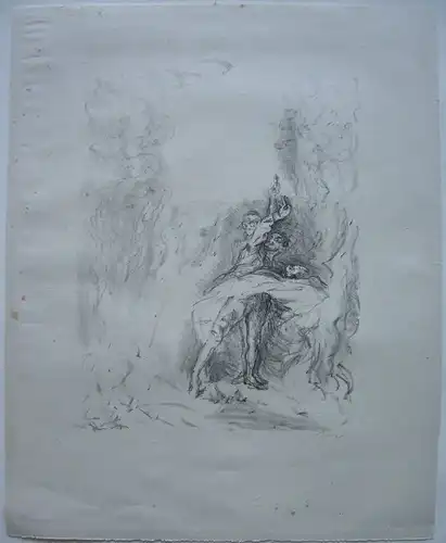 Max Slevogt (1868-1932) Tanz im Feuer Orig Lithografie signiert 1920