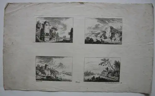 Johann Georg Hertel nach Spilman 4 Orig Landschaftskupfer 1770