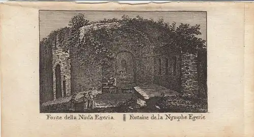 Fonte della Ninfa Egeria Roma Italia Orig Kupferstich Vasi 1816