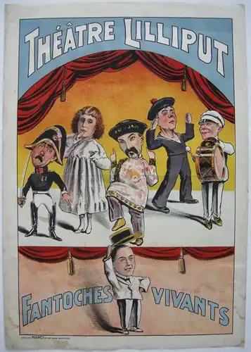 Plakat affiche Theatre Lilliput Fantoches vivants Orig. Farblithografie 1900