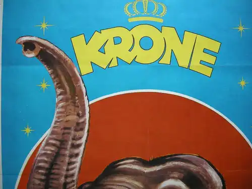 Plakat Zirkus Krone München Brüllender Elefant Offset1960