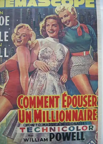 Filmplakat Epouser un Millionaire Marilyn Monroe L Bacall 20th century-Fox 1953