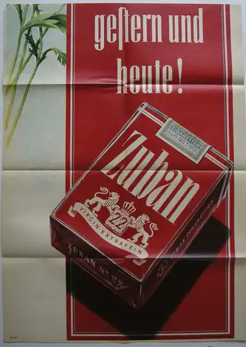 Plakat Zigarettenwerbung Zuban  Blumendekor Orig Lithografie 1953 Orienttabak