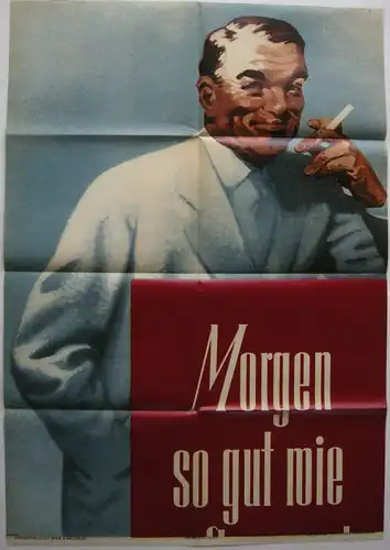 Plakat Zigarettenwerbung Zuban eleganter Herr Orig Lithografie 1953 Orienttabak