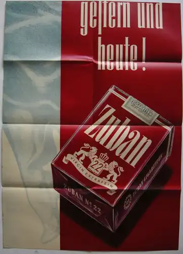 Plakat Zigarettenwerbung Zuban rauchende Dame Orig Lithografie 1953 Orienttabak