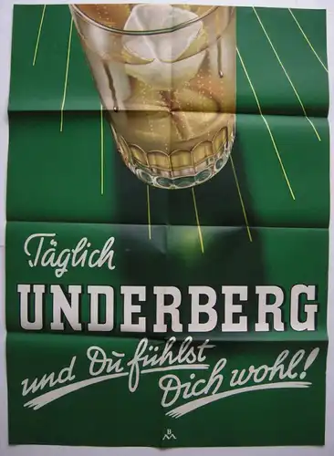 Plakat Reklame Täglich Underberg Orig Lithografie 1953 Spirituosen
